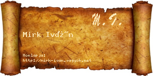 Mirk Iván névjegykártya